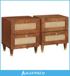 Noćni ormar 2 pcs Smeđa 40 x 33,5 x 46 cm Čvrsto drvo akacije - NOVO