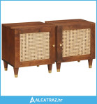 Noćni ormar 2 pcs Smeđa 40 x 33,5 x 46 cm Čvrsto drvo akacije - NOVO