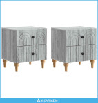 Noćni ormar s ladicama 2 pcs Siva sonoma 43 x 34,5 x 48 cm - NOVO