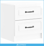 Noćni ormar s ladicama Bijela visokog sjaja 43 x 34,5 x 44,5 cm - NOVO