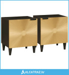 Noćni ormarić 2 pcs Crna i zlatna 40 x 33.5 x 46 cm - NOVO