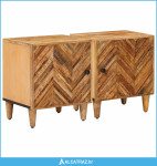 Noćni ormarić 2 pcs Smeđa 40 x 33,5 x 46 cm Čvrsto drvo manga - NOVO