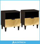 Noćni ormarić s ladicama 2 pcs Crna i zlatna 40 x 33 x 46 cm - NOVO