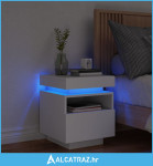 Noćni ormarić s LED svjetlima bijeli 40 x 39 x 48,5 cm - NOVO