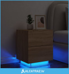 Noćni ormarić s LED svjetlima boja hrasta sonome - NOVO