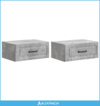 Noćni ormarić za montažu na zid s ladicama 2 pcs Betonska siva - NOVO