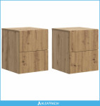 Noćni ormarić za montažu na zid s ladicama 2 pcs Hrast artisan - NOVO