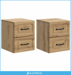 Noćni ormarić za montažu na zid s ladicama 2 pcs Hrast artisan - NOVO