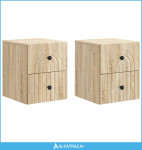 Noćni ormarić za montažu na zid s ladicama 2 pcs Hrast sonoma - NOVO