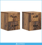 Noćni ormarić za montažu na zid s ladicama 2 pcs Staro drvo - NOVO