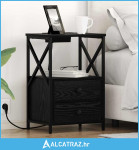 Noćni ormarić s punjačem 2 pcs Crni hrast Konstruirano drvo - NOVO