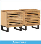 Noćni ormarići 2 kom 40x34x46 cm od masivnog grubog drva manga - NOVO