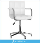 Okretna blagovaonska stolica od umjetne kože bijela - NOVO