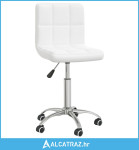 Okretna blagovaonska stolica od umjetne kože bijela - NOVO