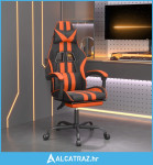 Okretna igraća stolica s osloncem crno-narančasta umjetna koža - NOVO