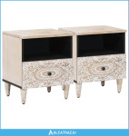 Ormar za krevet 2 pcs Bijelo 40 x 33 x 46 cm Čvrsto drvo manga - NOVO