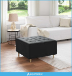 Otoman za pohranu s jastukom Crna 80 x 80 x 45 cm Baršun - NOVO