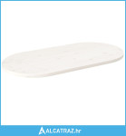 Ploča za stol bijela 100x50x2,5 cm od masivne borovine ovalna - NOVO