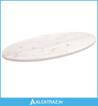 Ploča za stol bijela 100x50x2,5 cm od masivne borovine ovalna - NOVO