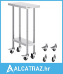 Radni stol od nehrđajućeg čelika 24 x 12 x 38 inča, s 4 kotača, 3 pode