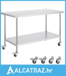 Radni stol od nehrđajućeg čelika 30 x 60 x 38 inča, s 4 kotača, 3 pode