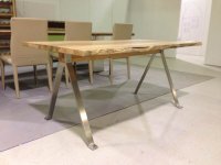 Rustikalni stol sa kovanim postoljem 130x70cm