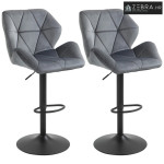 Set od 2 barske stolice, tapecirane, metalni okvir, naslon, baršunasti