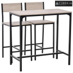 Set barskog stola i 2 barske stolice s naslonom, prirodna+crna