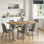 Stol za blagovanje s prirodnim rubom 140 x 80 x 75 cm - Bijela 140 x 8
