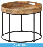 Stolić za kavu od masivnog drva manga i čelika 50 x 40 cm - NOVO
