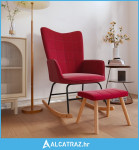 Stolica za ljuljanje s osloncem za noge boja vina od tkanine - NOVO