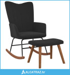 Stolica za ljuljanje s osloncem za noge crna baršunasta - NOVO