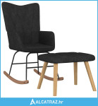 Stolica za ljuljanje s osloncem za noge crna od tkanine - NOVO