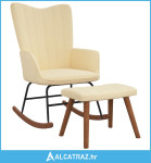 Stolica za ljuljanje s osloncem za noge krem bijela baršunasta - NOVO
