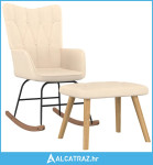 Stolica za ljuljanje s osloncem za noge krem od tkanine - NOVO