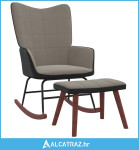 Stolica za ljuljanje s osloncem za noge svjetlosiva baršun/PVC - NOVO