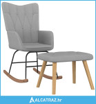 Stolica za ljuljanje s osloncem za noge svjetlosiva od tkanine - NOVO