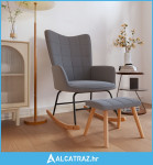 Stolica za ljuljanje s osloncem za noge tamnosiva od tkanine - NOVO