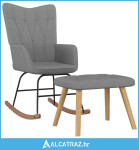 Stolica za ljuljanje s osloncem za noge tamnosiva od tkanine - NOVO