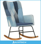 Stolica za ljuljanje od plavog trapera s patchworkom - NOVO