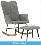 Stolica za ljuljanje s tabureom siva starinska platnena - NOVO