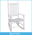Stolica za ljuljanje sa zakrivljenim sjedalom bijela drvena - NOVO