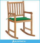 Stolica za ljuljanje sa zelenim jastukom od masivne tikovine - NOVO