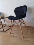 Stolice crne 2 komada drvo-velur