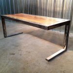 Unikatni stol ručni rad metal drvo hrast rustik 200x90cm