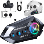 Aku. LED RGB Y12 pro bluetooth motociklistički radio portafon