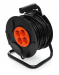 Produžni kabel na kolutu 25 m, 4 utičnice, crni