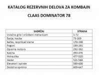 Claas Dominator  - katalog dijelova