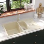 Granitni kuhinjski sudoper s dva korita bež - NOVO