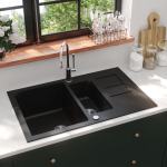 Granitni kuhinjski sudoper s dva korita crni - NOVO